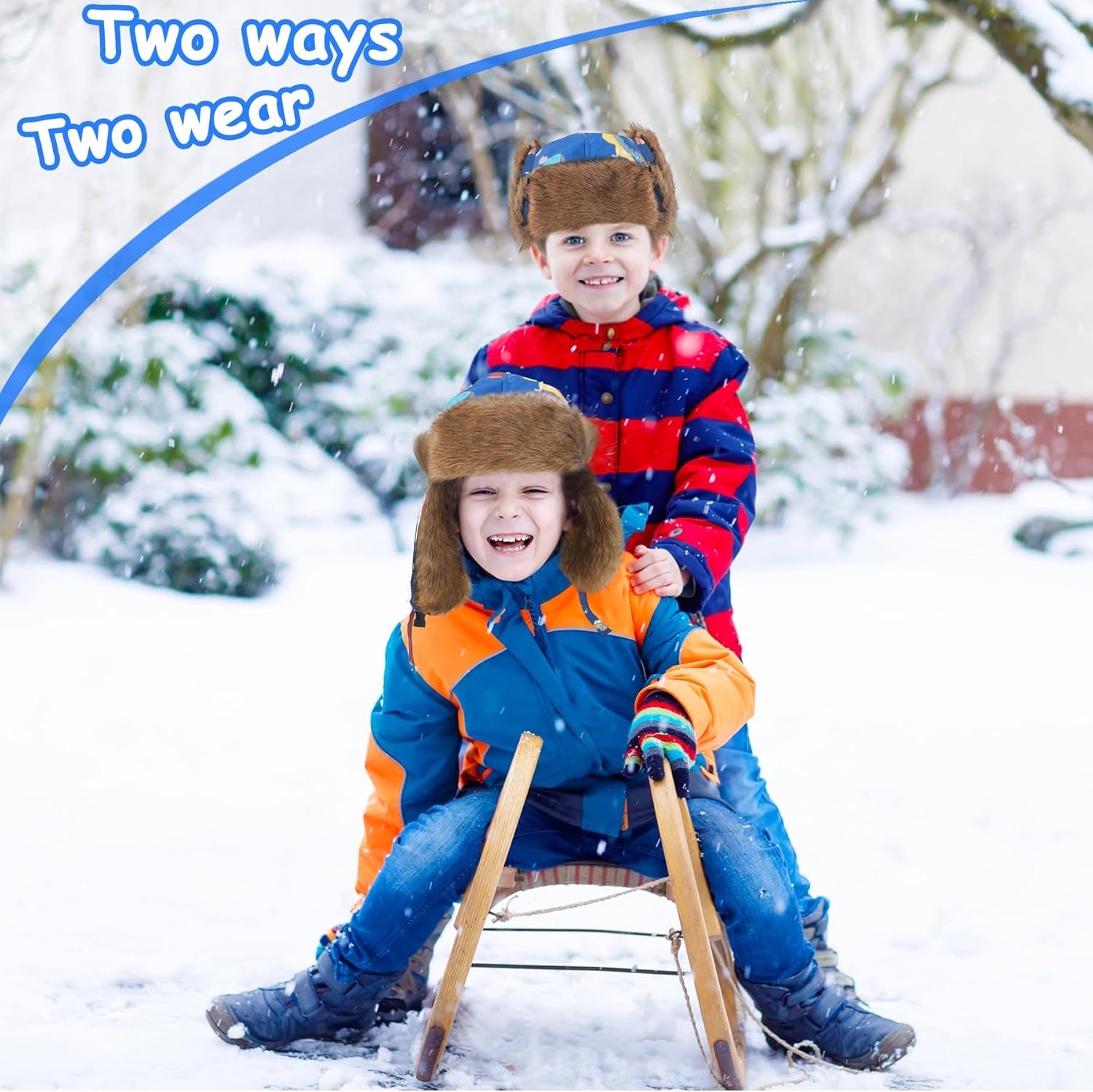 Kids Winter Trappers Hat Toddler Outdoor Windproof Ushanka Ski Cap Ear Flap Chin Strap Snow Hat for 3-8Y - Image 4