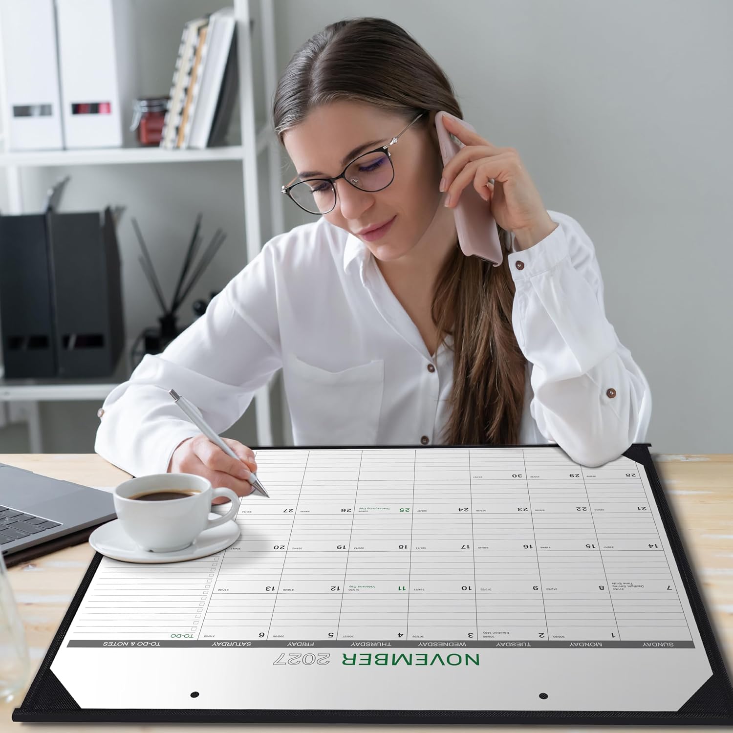 2026-2027 Desk Calendar - Large Desk Calendar, July 2026 – December 2027, 22" x 17", Office Supplies, Corner Protector, Ruled Blocks, 2-in-1