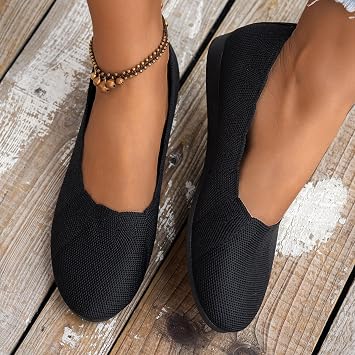 Boat Shoes Women's Fabric Ballet Flats - Fabric Knitted Barefoot Shoes Women's Round Toe Sports Shoes Comfortable Elegant Trainers Non-Slip Sporty Trainers Summer Shoes Golf Shoes Flat Ballet Flats