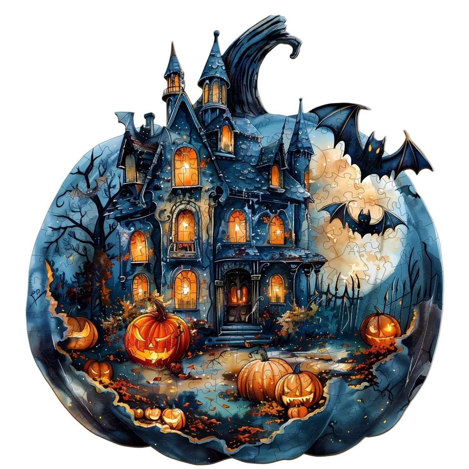 Jollitot Wooden Puzzles Adults, Halloween Pumpkin Wooden Puzzles 100 Pieces, Unique Anima…