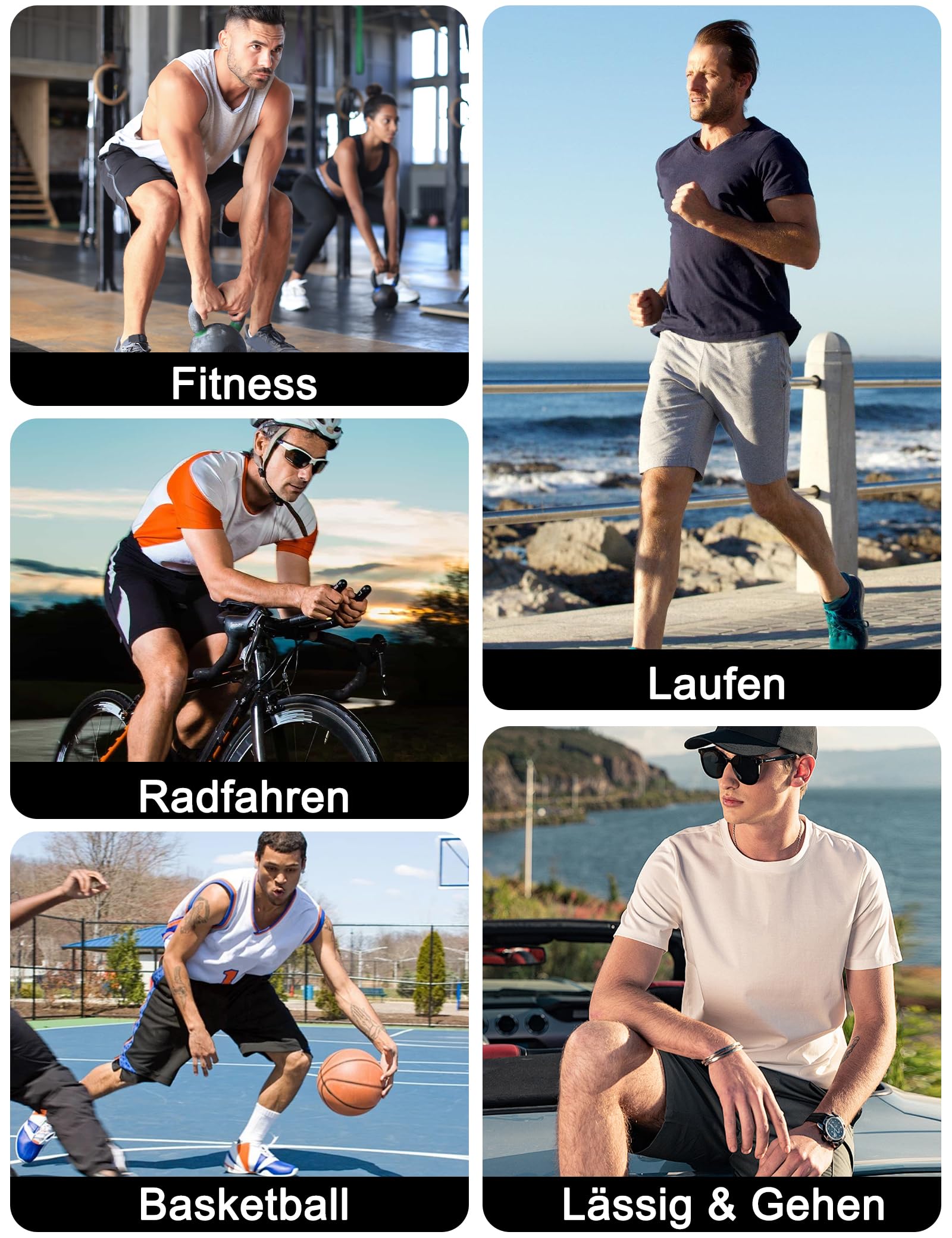 3er Pack Sporthosen Herren Kurze Sommer Jogginghose Sport Shorts Mit Taschen