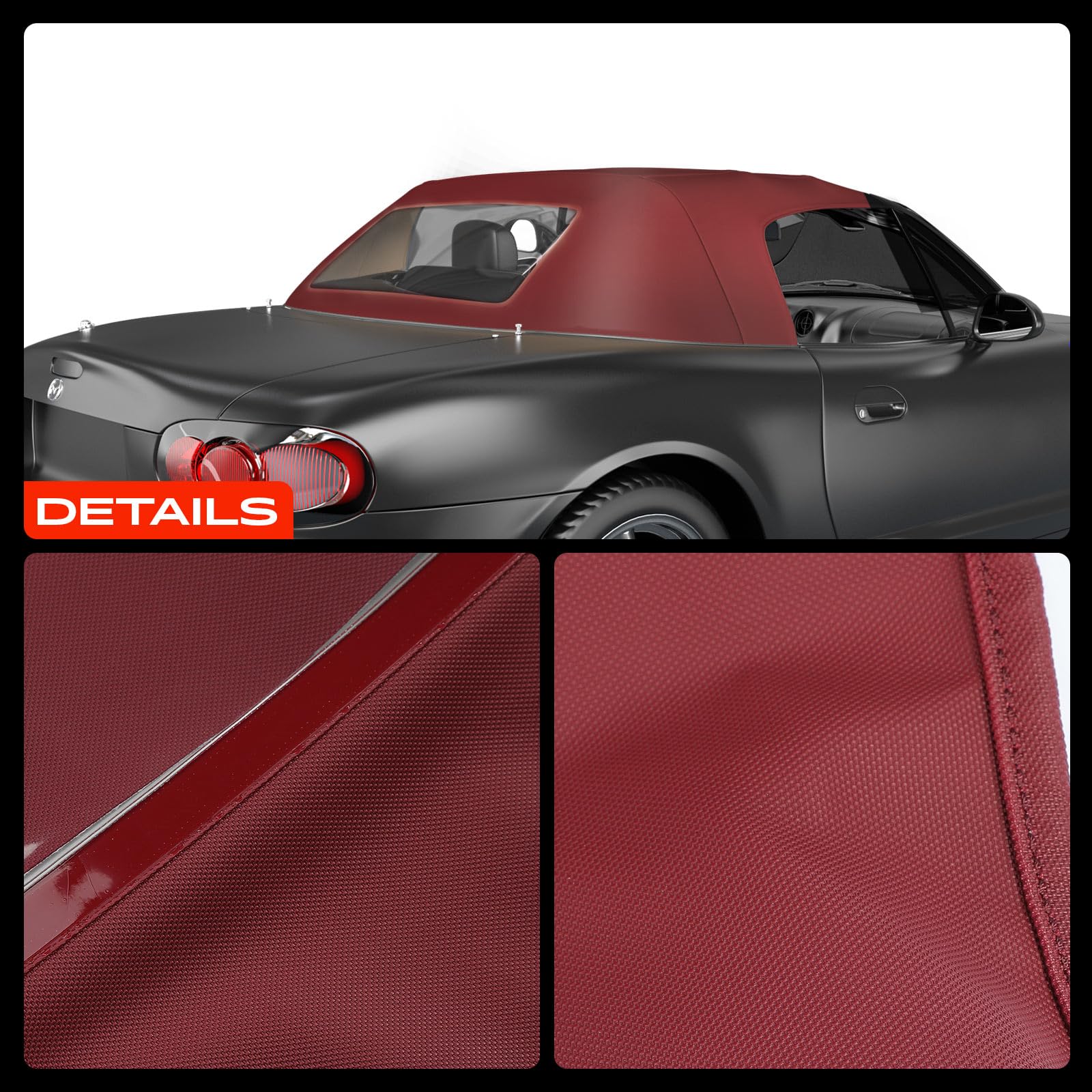 Frankberg Capote de cabriolet Softtop Rouge Compatible avec Barchetta 183 Cabriolet 1.8 16V 1.7L 1995-2005 Remplacer# 0011