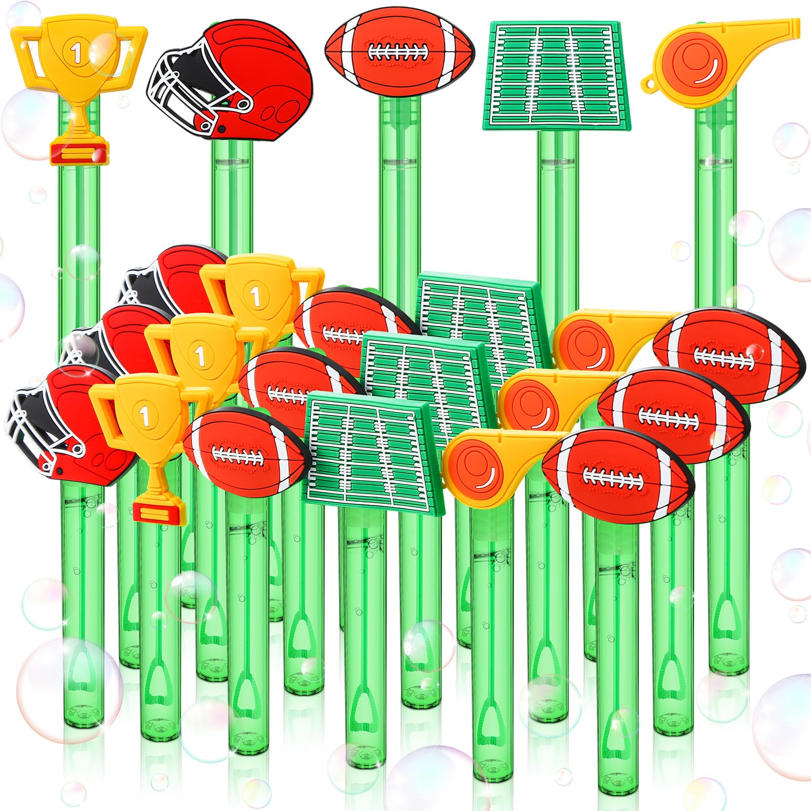 30 Pcs Bubbles Party Favors Mini Bubble Wands Tube Bulk Theme Maker Goodie Bags Stuffer Prizes Birthday Gift for Solution(Football)