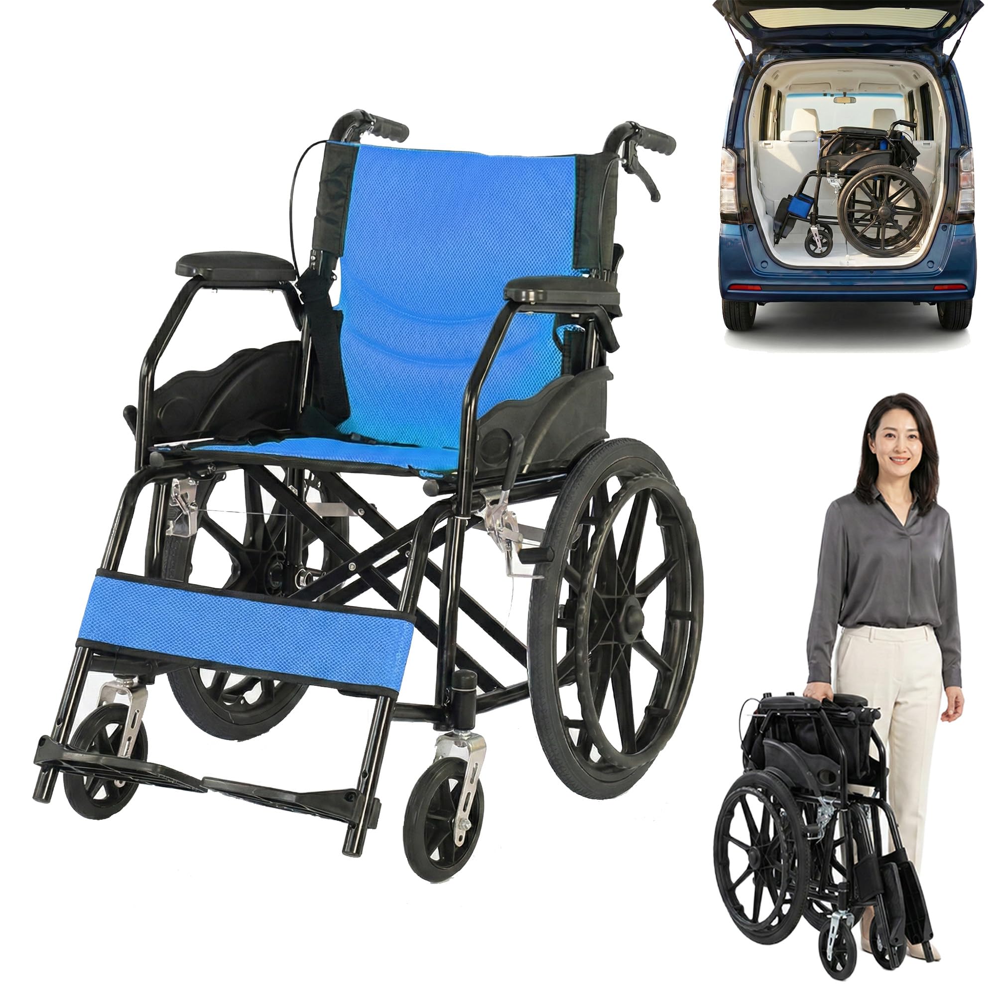 Amazon | 車椅子 軽量 折り畳み コンパクト 自走介助兼用 【ノーパンク