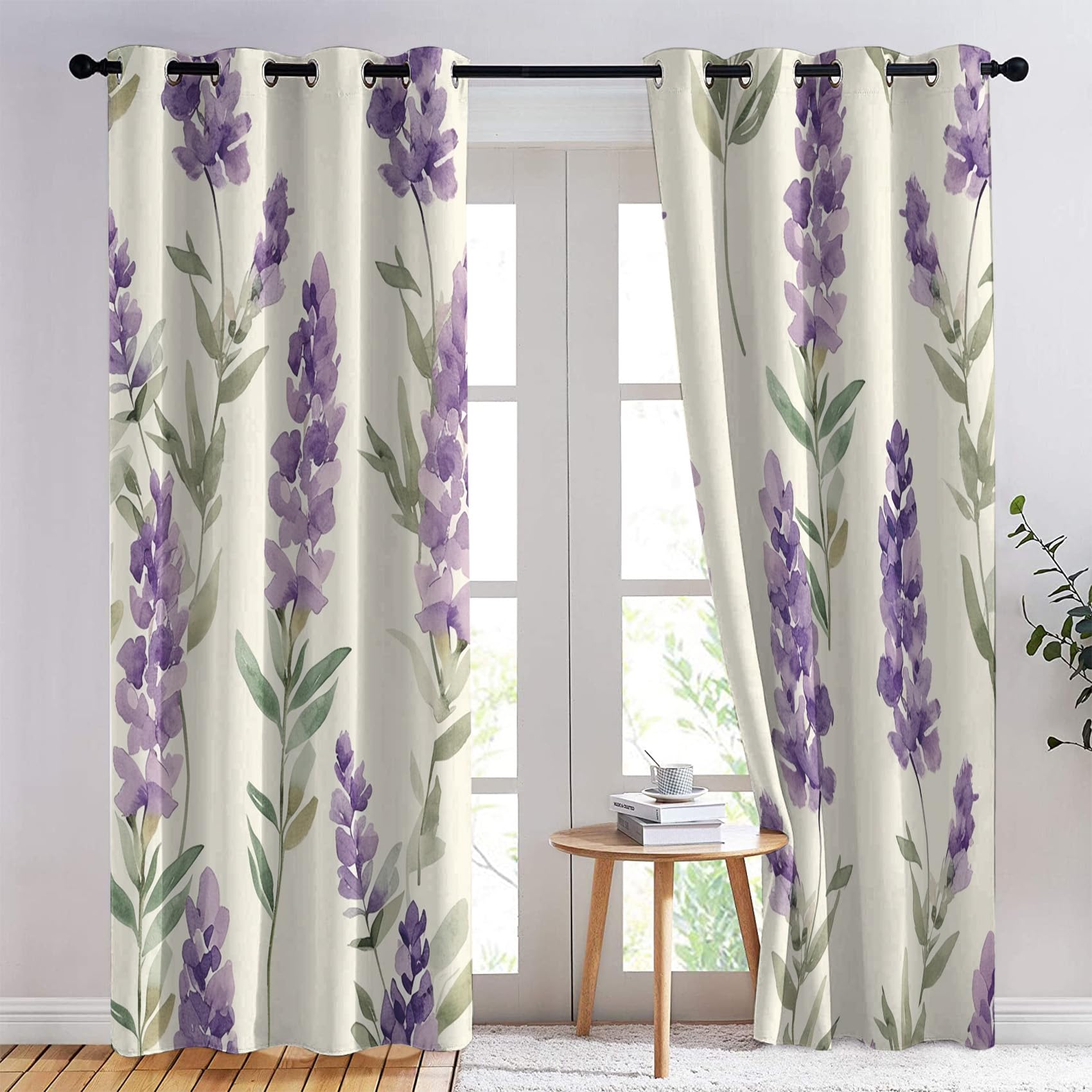 SZLYZM Blumen Vorhänge – Verdunklungsgardinen Mit Ösen, 2er Set 175x140 Cm