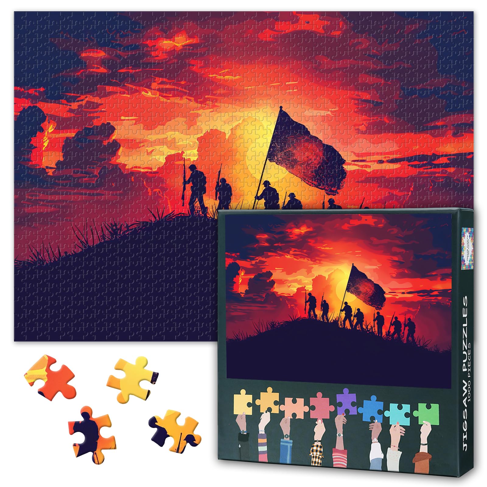 American Soldiers Puzzles for Adults 1000 Pieces, American Army Troops Jigsaw Puzzles, Adult Puzzle for Adults, Educational Fun Games or Toys for Elders Friends 20X27 INCH
