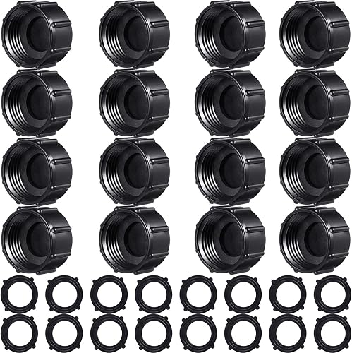 Mudder 16 Pieces Garden Hose Caps Sprinkler Cap Plastic Garden Spigot Cover Female End Fitting Cover with 16 Pieces Gaskets for 3/4 Inch GHT Yard Hose