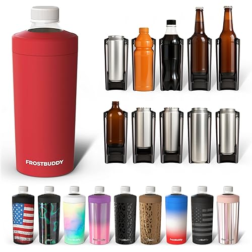 Frost Buddy Universal Buddy XL Can Cooler Fits 12-ounce, 16-ounce, 20-ounce, and 24-ounce Cans and Bottles - Keep Your Drinks Refreshingly Chilled for over 12 hours (Crimson)
