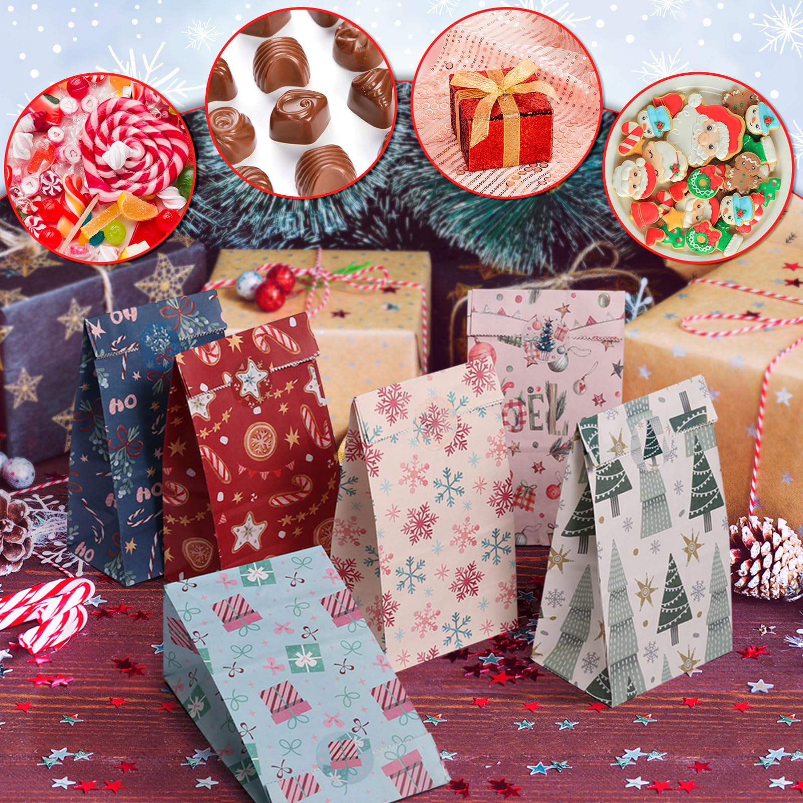 GUHAOOL 12 Sacs De Cadeaux De Noël, Sacs De Noël, Sacs Cadeaux Pour