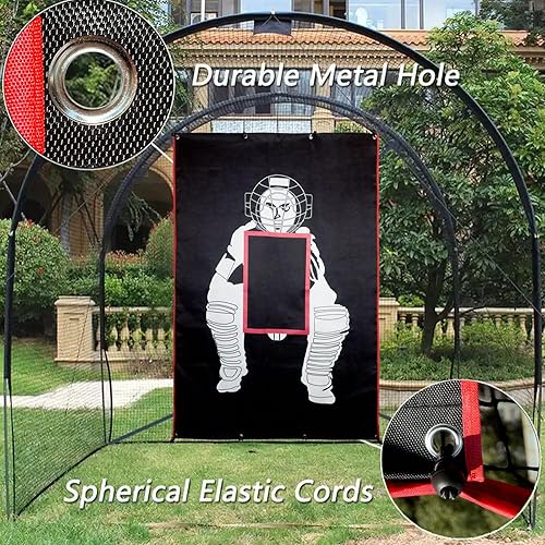 Miniatura 3 de Vaolvpant 4x6Feet 600-1680D BaseballSoftball Backstop with Strike Zone Black Vinyl Batting Cage Backdrop and Net Saver Durable Facility Backstops