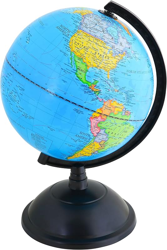 8" World Globe - Political Map Educational Globe | Easy To Read English Map On A Stable Stand For Geography Learning At Home School Or In The Classroom