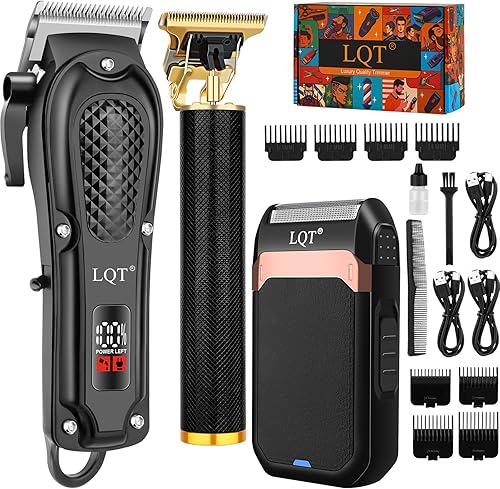 Juego de cortapelos inalámbrico para hombre con pantalla LED, recortadora de barba y bigote ajustable, cuchillas autoafilables, máquina de corte de