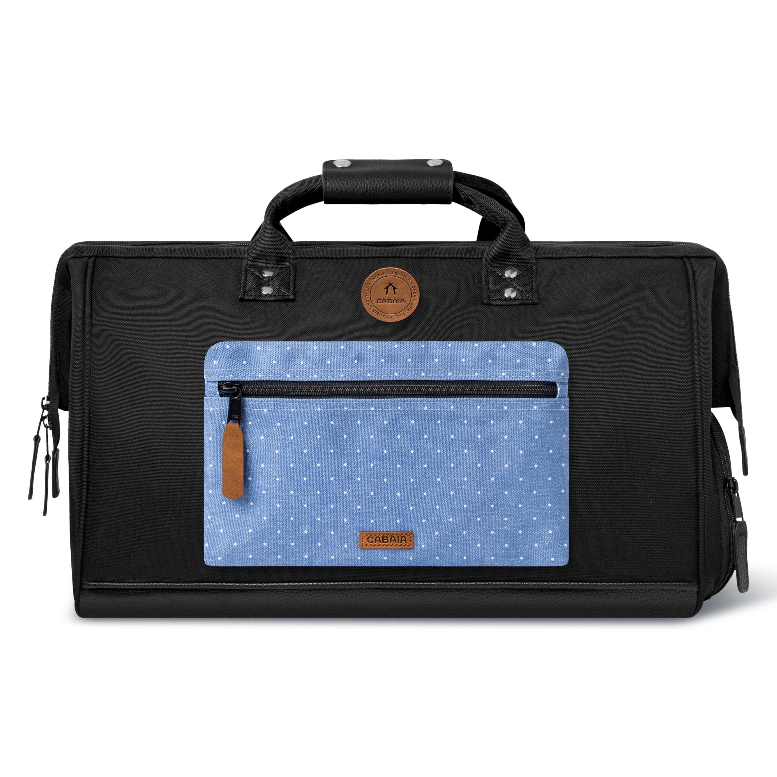 CABAIA - Sac de Voyage Duffle Adventurer Berlin 40L - Compatible Bagage Cabine 45x30x29 - Déperlant & Certifié Vegan - 2 Poches - Compartiment à Chaussures - Sac Week-End, Sac de Sport - Noir