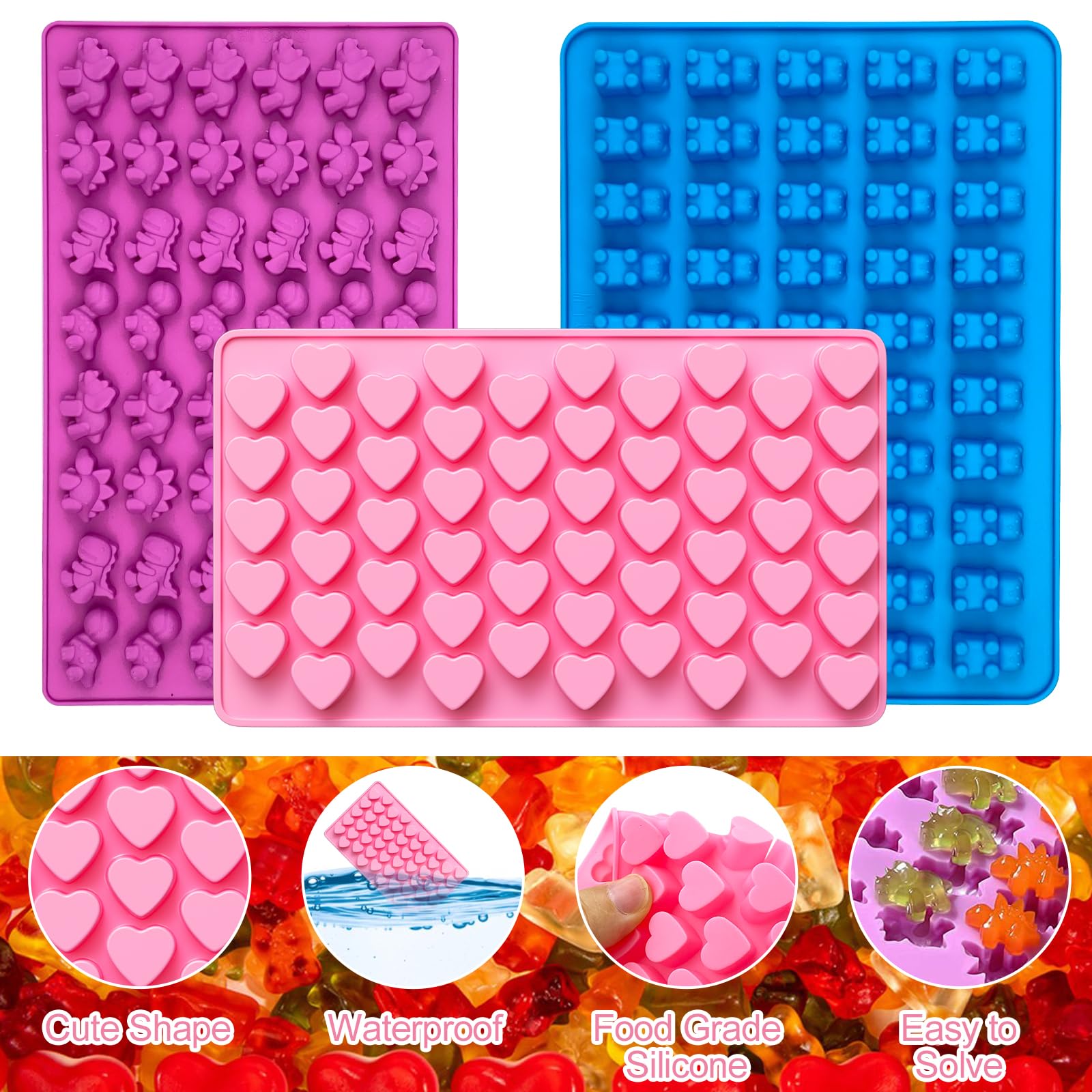Stampi Per Orsetti Gommosi In Silicone - Set 3 Pezzi, 19x13 Cm, Con Contagocce, Per Caramelle E Cioccolato - Foto 12