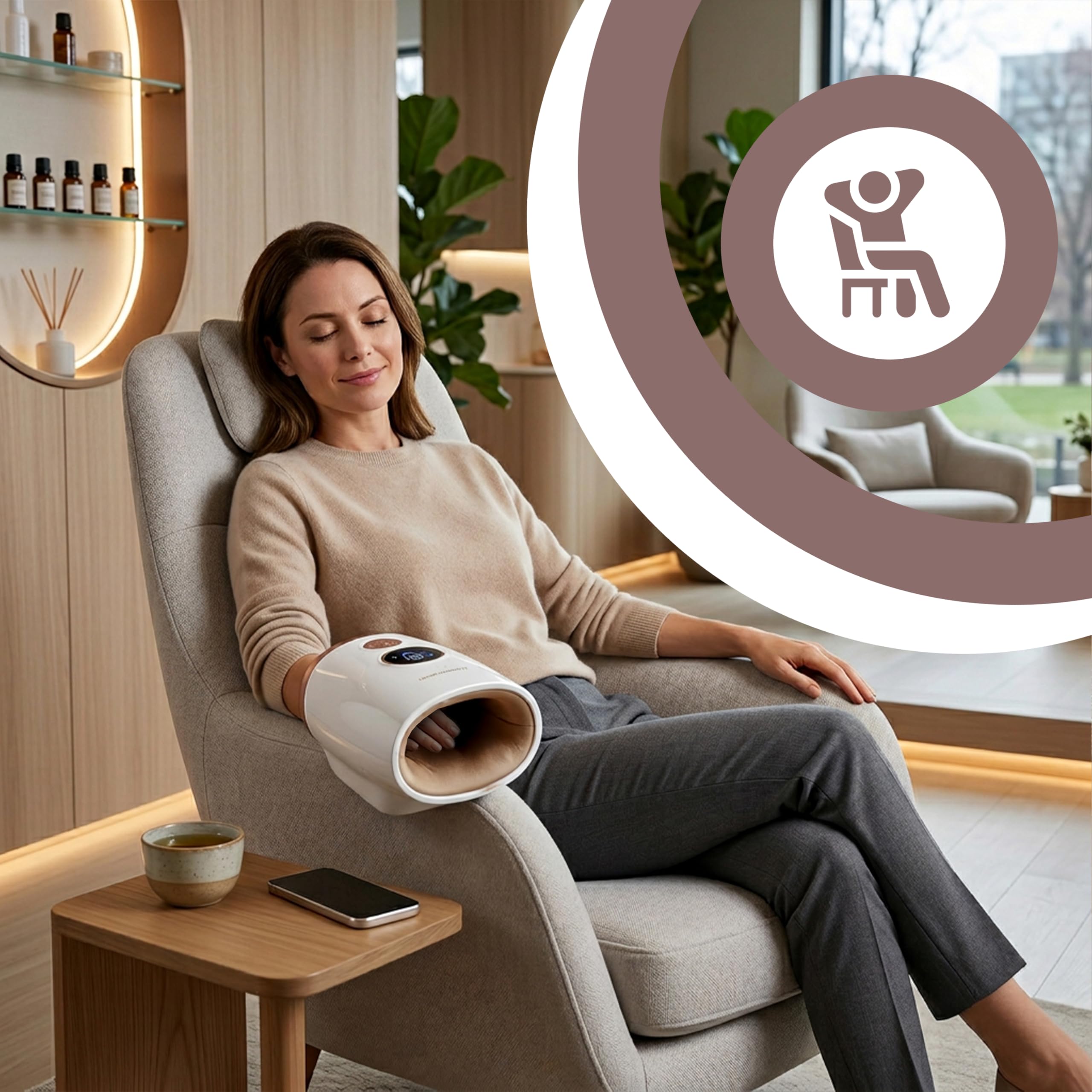 Retoo Elektrisches Handmassagegerät mit Wärme und Kompression – 3 Modi, LCD-Display, kabelloses Massagegerät für Finger, Handfläche & Handgelenk, Arthritis, Karpaltunnelsyndrom, USB Akku