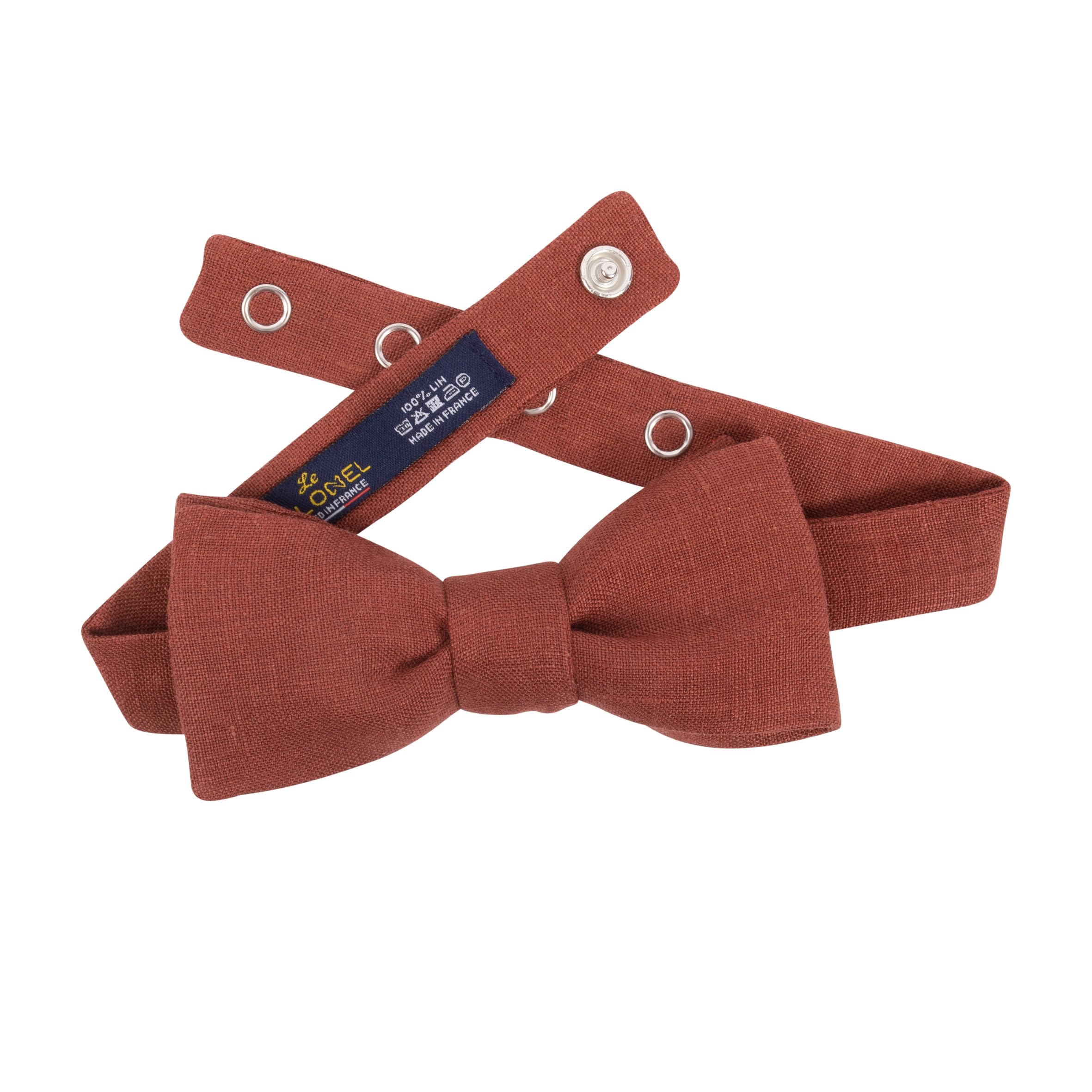 Noeud papillon Lin brique - Made in France