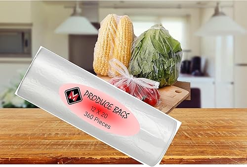 Miniatura 6 de Mr Miracle Bolsas de plástico para almacenamiento de alimentos, bolsa transparente de 12 x 20 pulgadas para frutas, verduras, pan, diseño fácil de