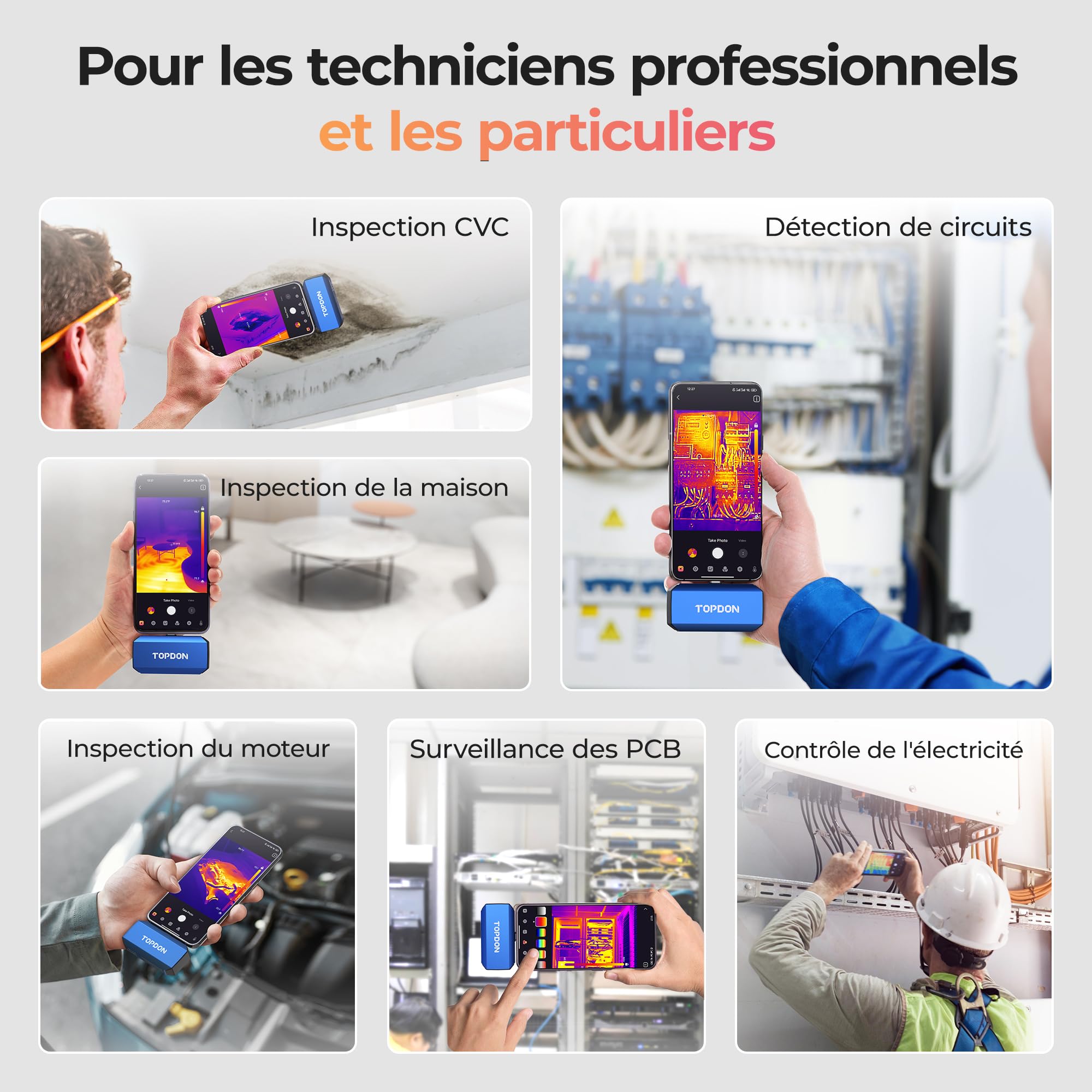TOPDON TC001 Plus Caméra Thermique Android, 512x384 TISR Résolution Infrarouge Avec 100W Caméra Visuelle, -20°C à 550°C, 25Hz, Caméra Infrarouge à Double Objectif pour Smartphones, Tablettes et PC