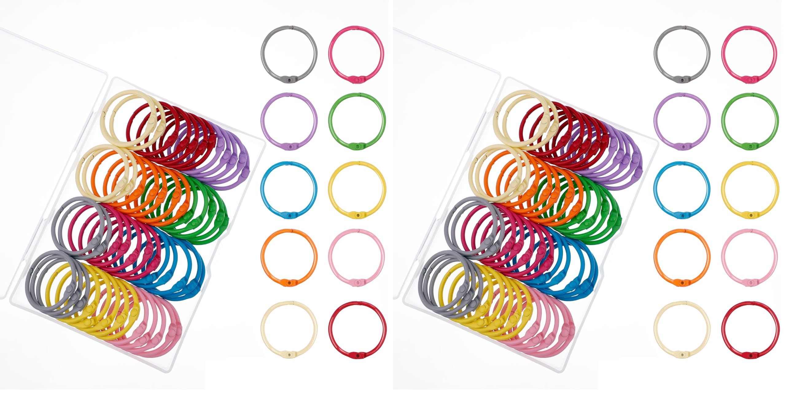Antner 50PCS Metallic Loose Leaf Binder Rings 1 1/5 Inch Colorful Book Rings, Metal Steel Paper Rings Keychain Key Rings Index Cards Notebook Rings for School Office, 10 Colors (Pack of 2)