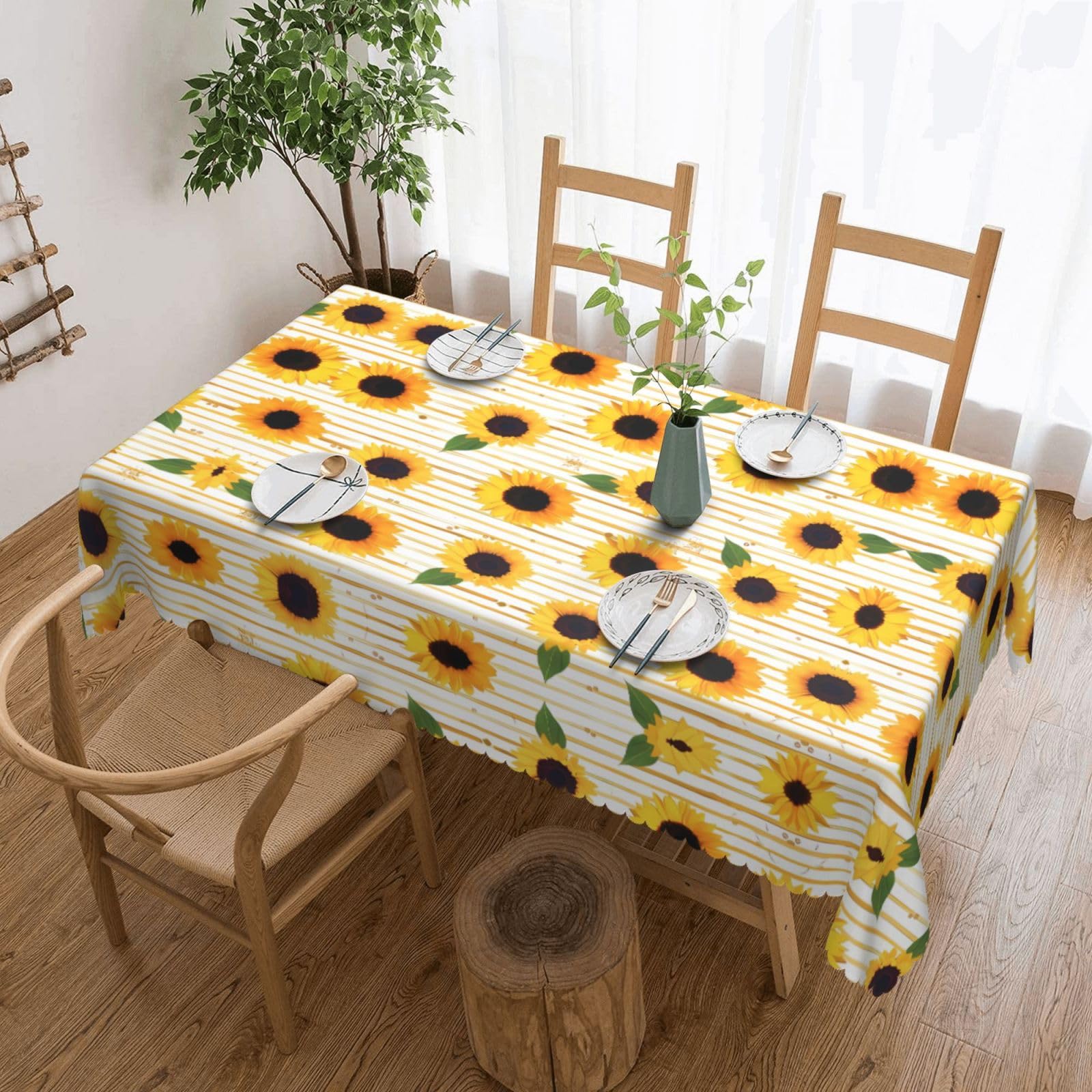 LPLSNWS Sunflower pattern Patterned square lace tablecloth, oil-resistant, washable, suitable for home use as a dining table cover.