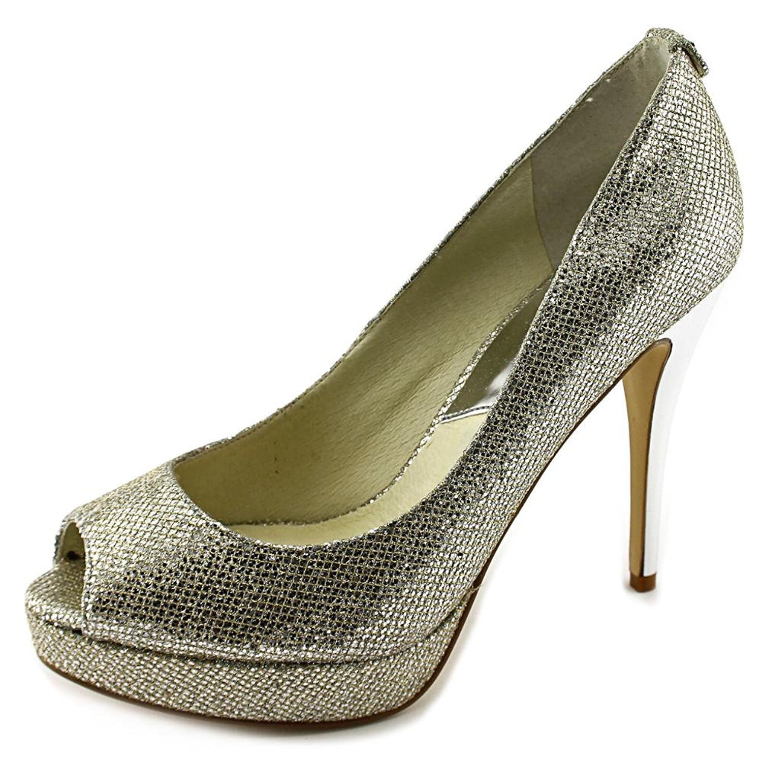 Michael Kors York Platform Pumps Silver Glitter