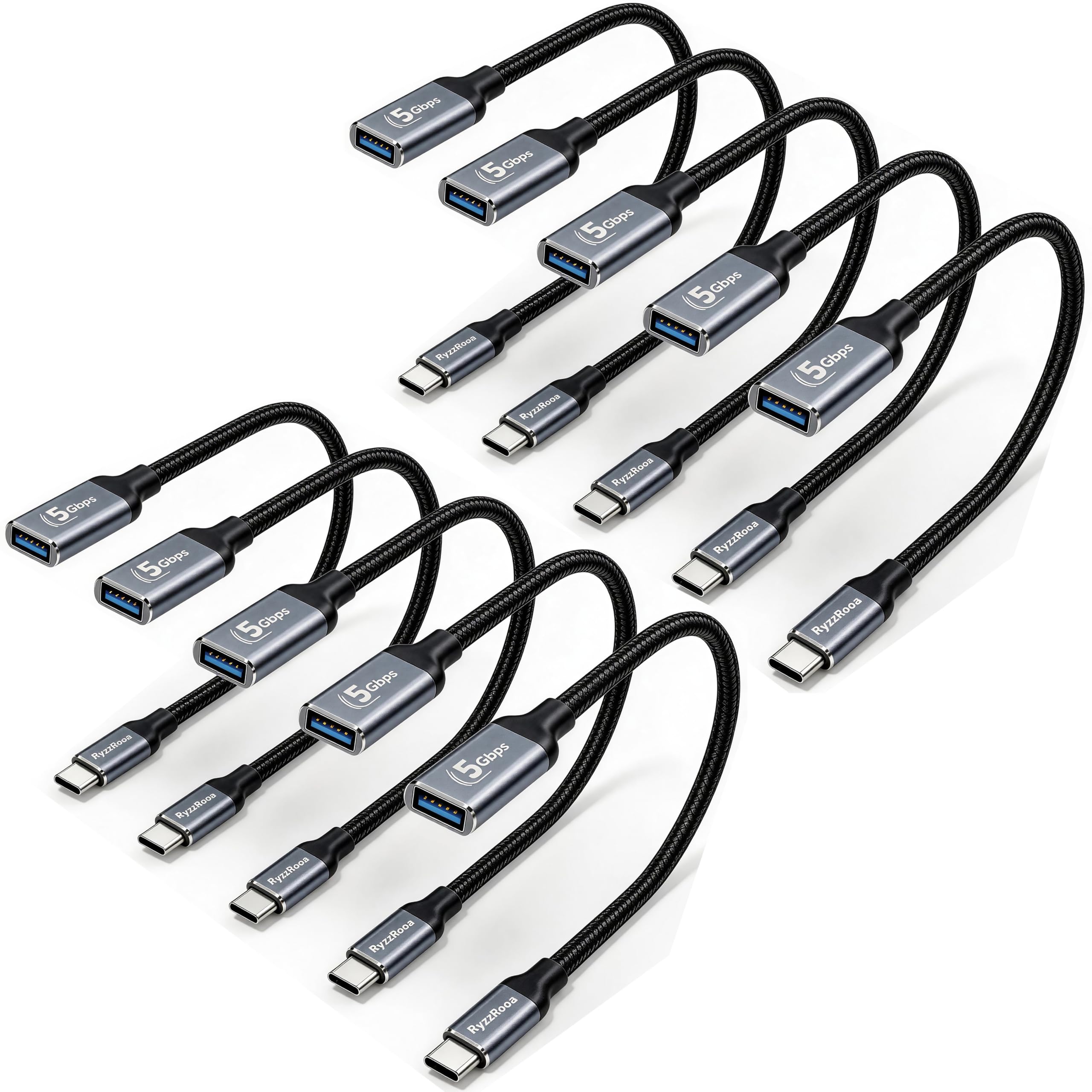 Cable USBC-USBA de 6 pulgadas, paquete de 10, 15 W-5 Gbps, macho a