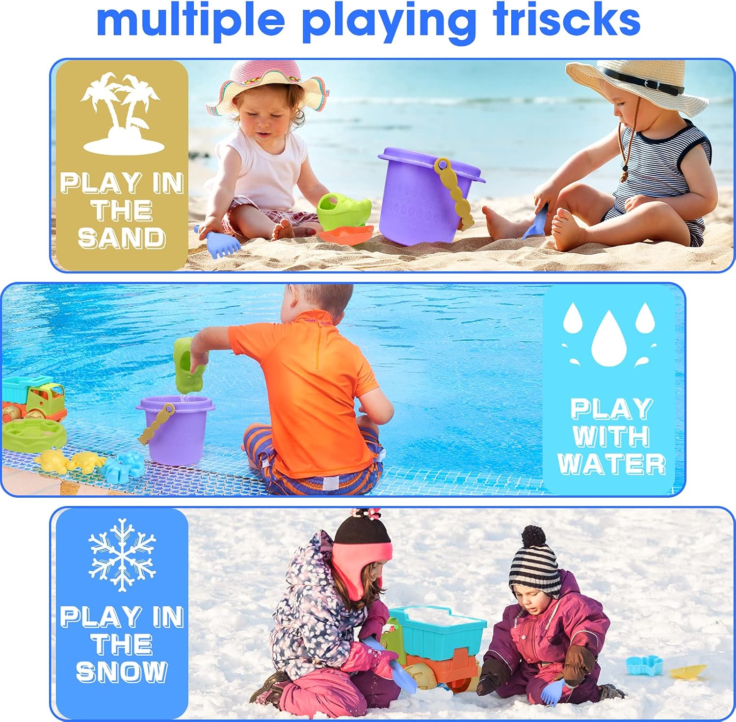 SevenQ Kids Beach Sand Toys with Mesh Bag, 27 PCS Outdoor Beach Toys Sandbox Toys, Include Dump Truck, Bucket, Water Can, Shovel Tool Kit, Dinosaur and Ocean Animal Molds Winter Snow Toys : Toys & Games