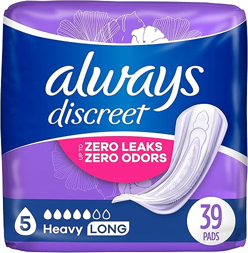 Always Discreet - Protectores para incontinencia y posparto para mujer, talla 5, absorción abundante, largos, 39 unidades