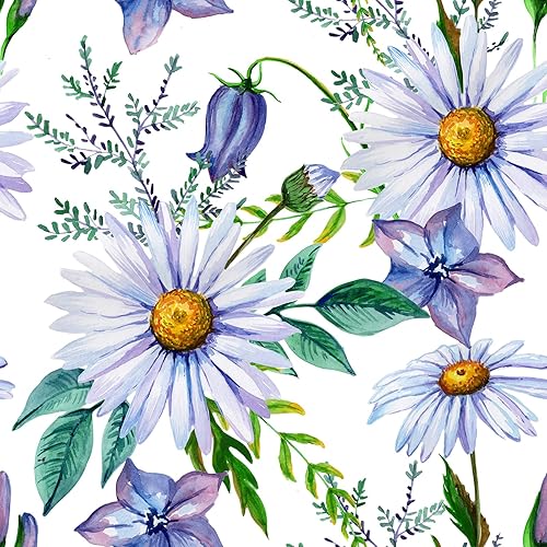 VaryStyle Papel tapiz floral de margaritas de 177 x 118 pulgadas papel de contacto floral violeta para gabinetes mural de pared autoadhesivo