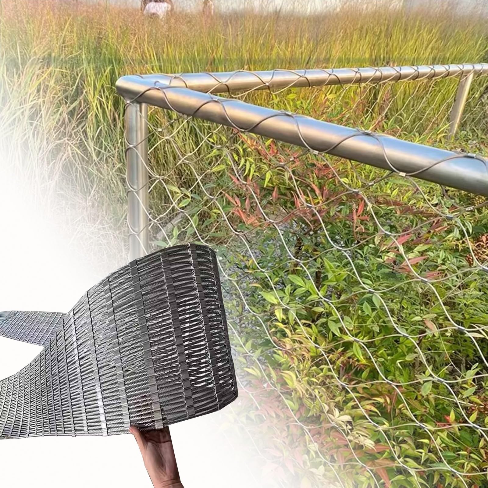VXHCS Rete per Recinzioni Esterne per Piante Rampicanti, 304 Rete in Corda di Acciaio Inossidabile, 5cm/1,5mm Acciaio Inossidabile Personalizzato Rete Metallica Tessuta(1x10m)