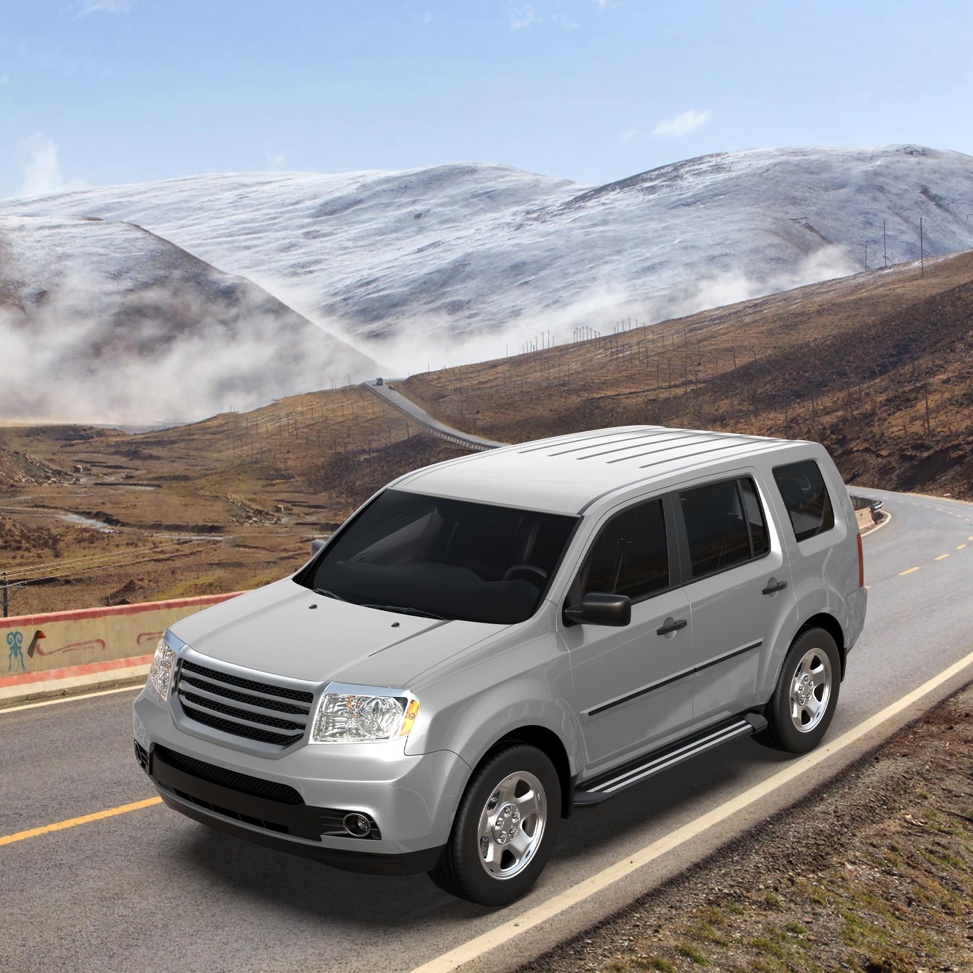 Running Boards Side Steps Compatible for 2009-2015 Honda Pilot SUV Side Rails Nerf Bars with Chrome Panel