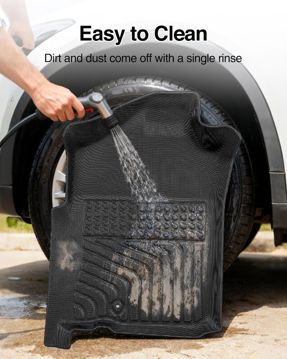 Car Floor Mats for Dodge Ram: 1500 2002-2008 Quad Cab & for Ram 2500/3500 2003-2009 Quad Cab (Crew Cab), All Weather Rubber Floor Liners, Truck Accessories Front Rear Carpet for Pickup Black 3PCS - Image 7