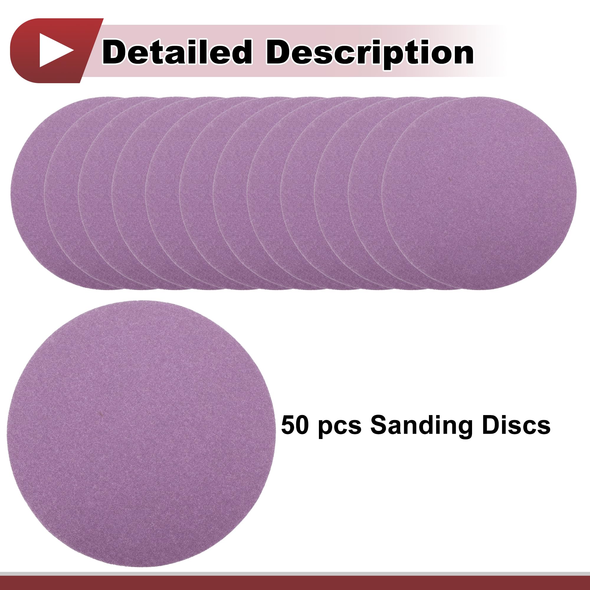 HEROFFIX 50 Pcs Car Wood Sanding Discs Smoothing Hook & Loop Sandpaper for Woodworking Automotive Refinishing 3.94" 240 Grit Purple Aluminum Oxide - Image 4