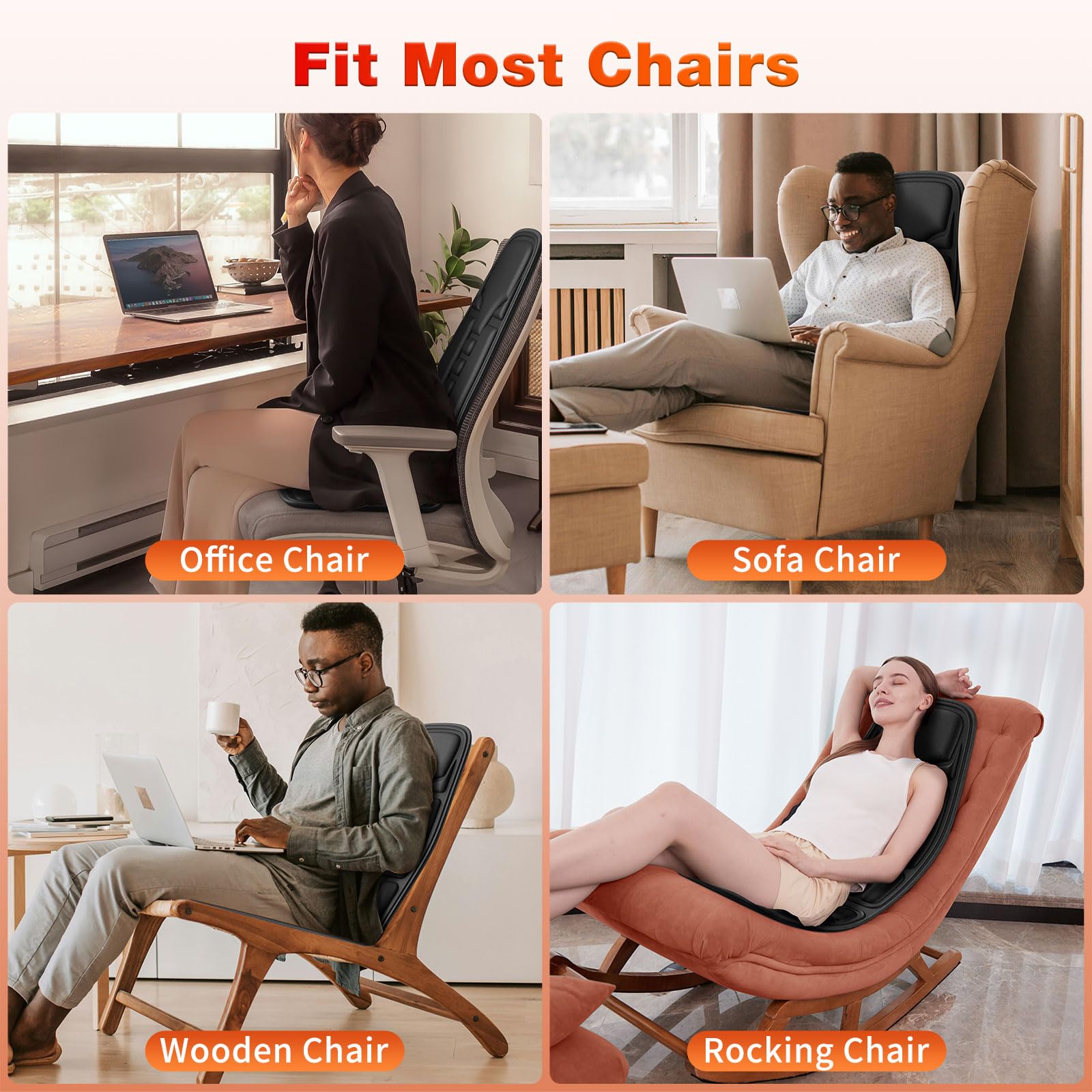 COMFIER Cuscino di supporto lombare per sedia da ufficio, cuscino di supporto per la schiena, massaggiatore per mal di schiena, 3 modalità di massaggio e 2 livelli di calore in memory foam