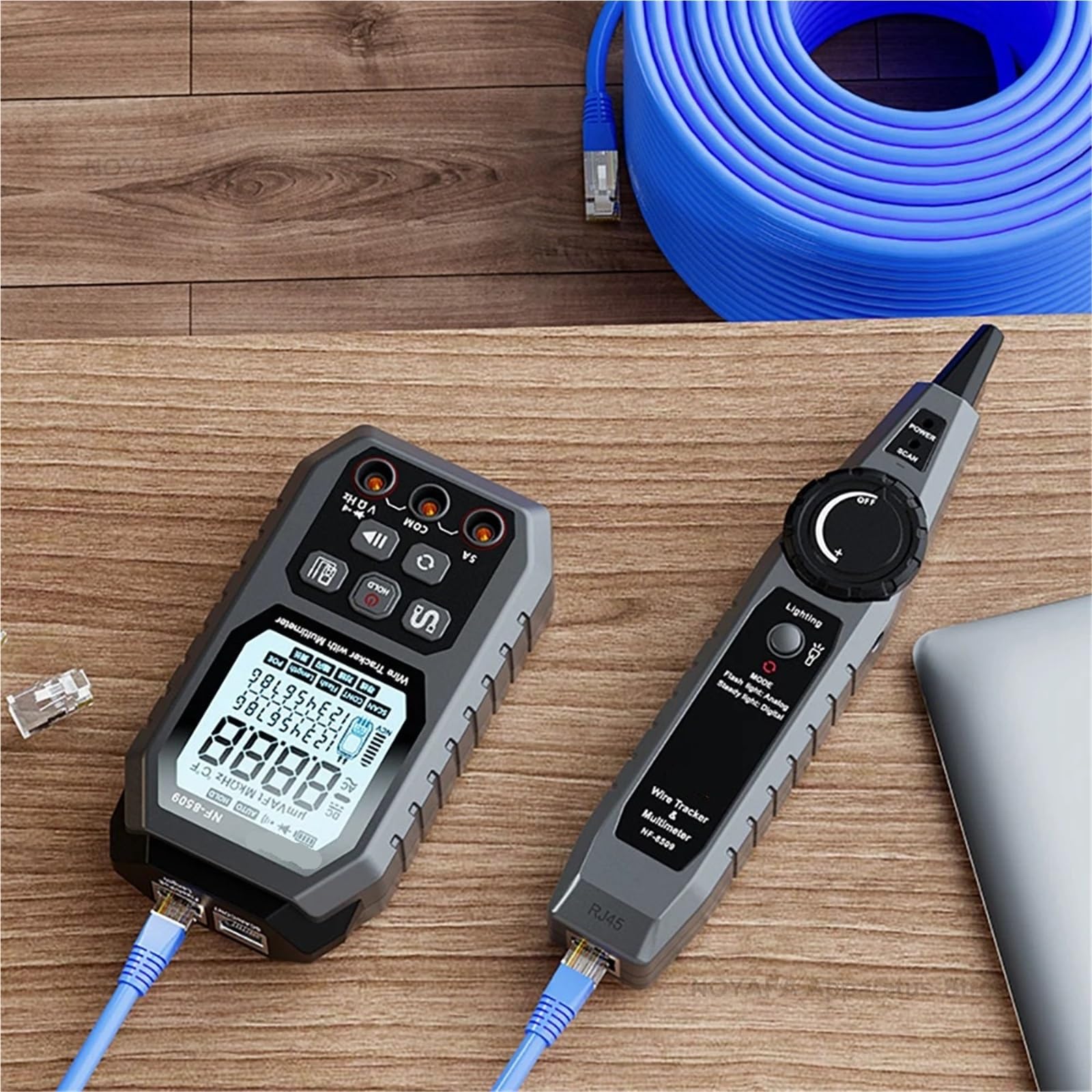 Nuovo tester for cavi di rete aggiornato for multimetro, resistenza alla corrente, test POE, NCV, LCD, Wire Tracke Prove di trasmissione
