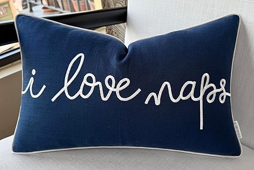 Miniatura 2 de EURASIA DECOR I Love Naps - Funda de almohada decorativa bordada para sala de estar, sofá, silla, patio, automóvil, balcón, banco, porche, oficina,