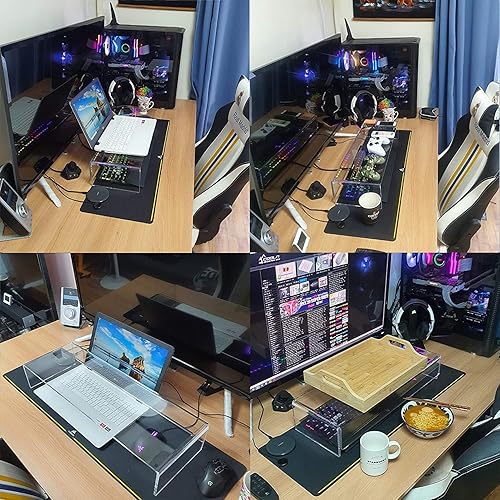 Miniatura 6 de Soporte para monitor de acrílico, elevador de monitor transparente, cubierta de teclado antigato grande de 21 pulgadas, protector de teclado para
