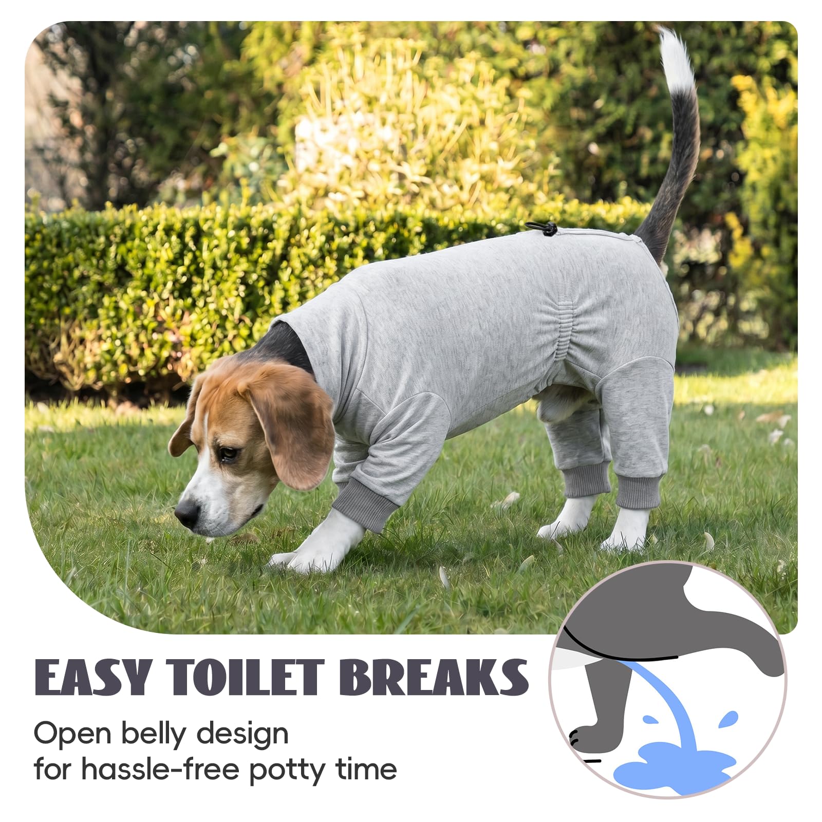 Pijama Perro Ligero 4 Patas para Perros Pequeños y Medianos, Mono Perro Suave y Elástico, Ideal para Casa, Dormir, Entretiempo, Subcapa y Anti Pelo, Gris Jaspeado 3XL