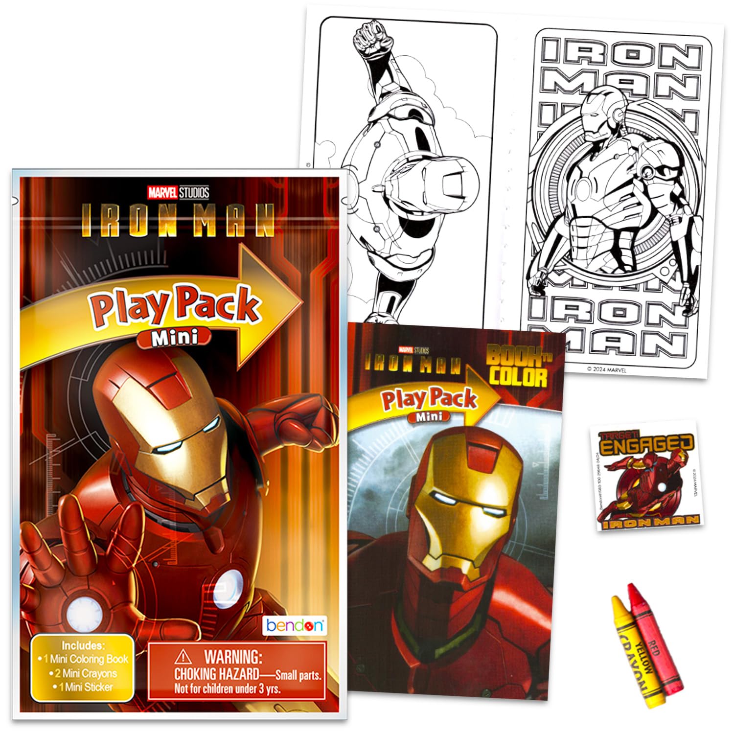 Marvel Iron Man, bomboniere per bambini, confezione da 24 mini pacchetti di attività | Marvel Avengers Mini Play Pack con libri da colorare, adesivi, sacchetti Goodie, altro | Bulk Iron Man Compleanno Forniture