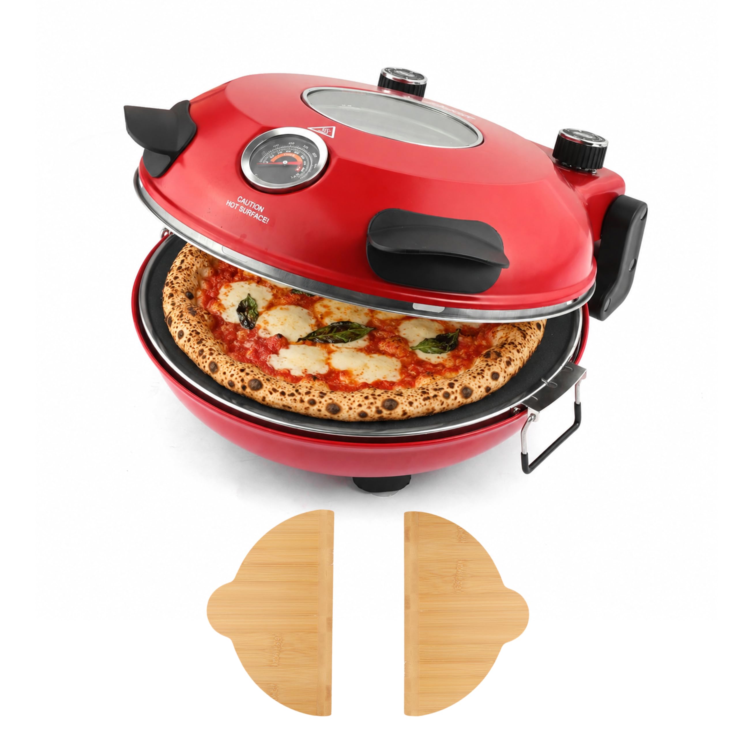 Forno per pizza elettrico, diametro 31 cm, pietra per pizza in