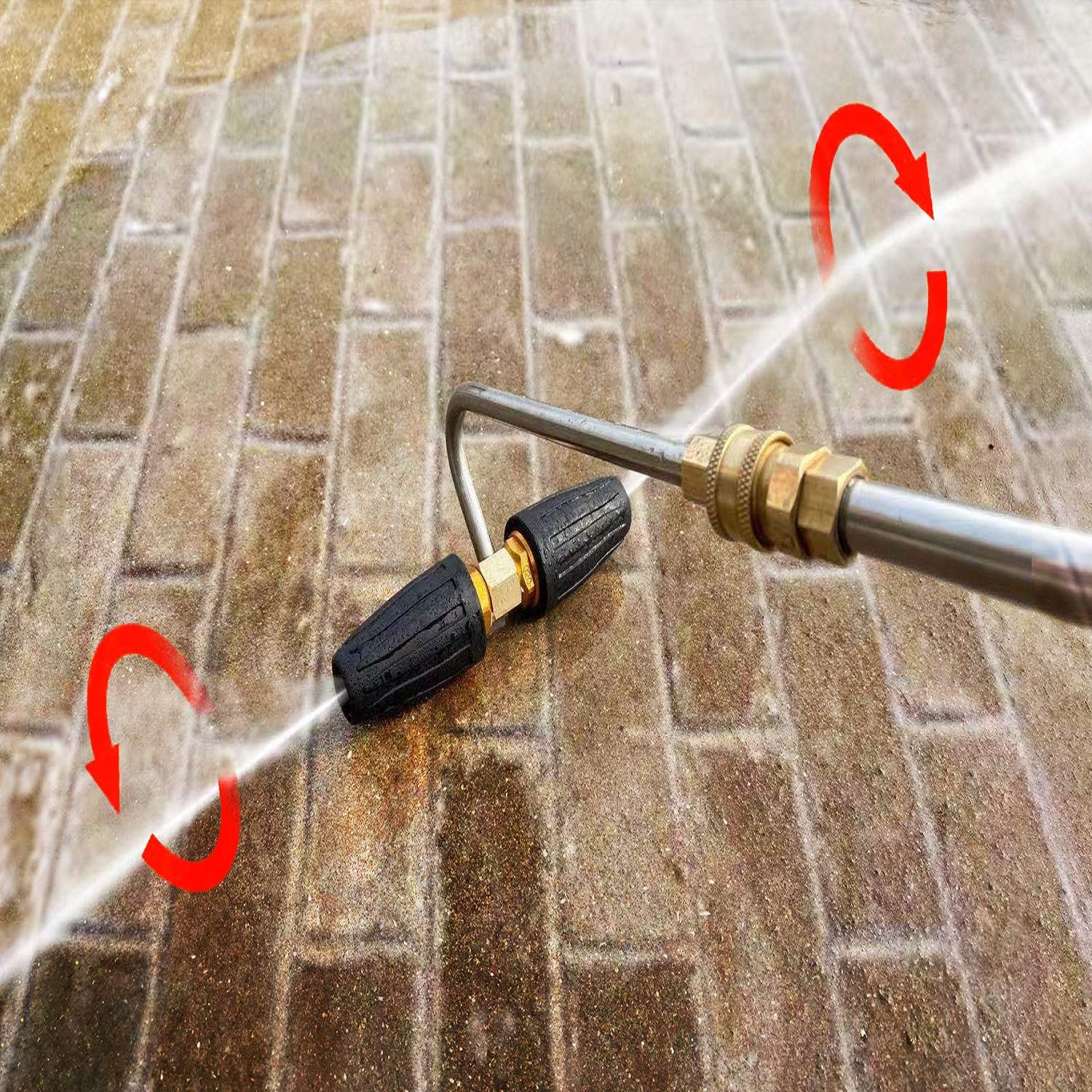 RIDGE WASHER Accesorio limpiador de canalones para lavadora a presión, con 2 boquillas turbo giratorias, desconexión rápida de 1/4 pulgadas, 3300 PSI