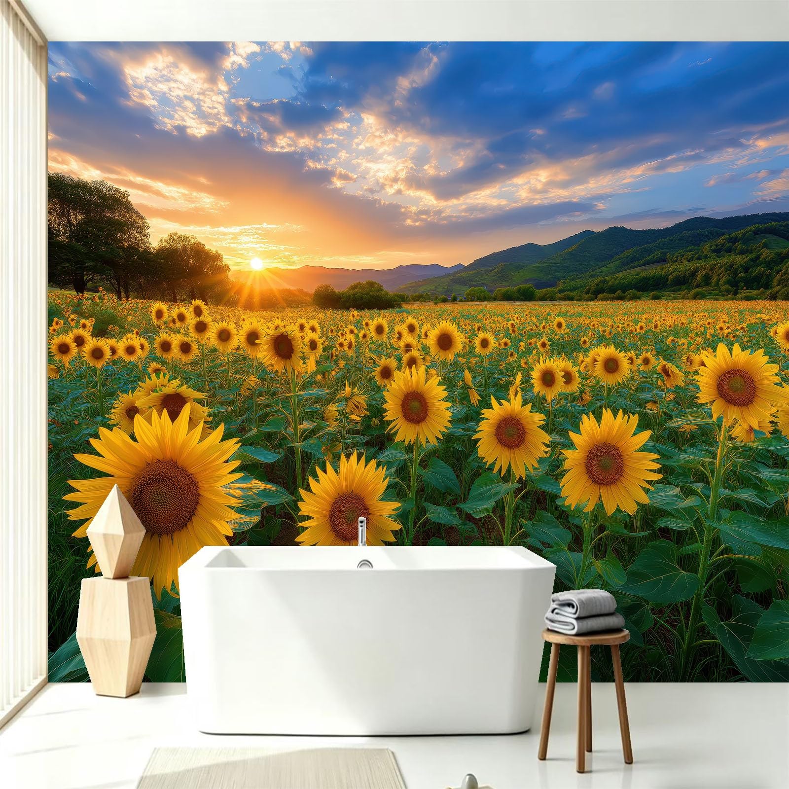 WTD - Papel pintado fotográfico (fieltro, 300 x 210 cm), diseño de girasoles
