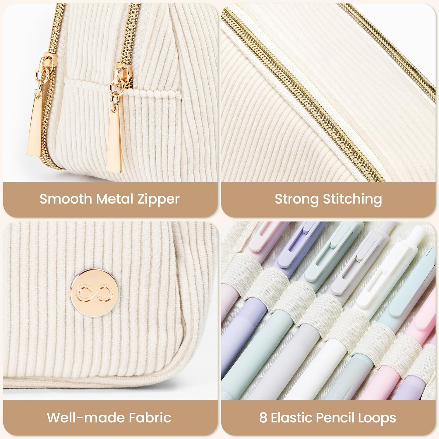 Sooez Cute Pencil Case,Soft Corduroy Large Capacity Pencil Pouch for girls