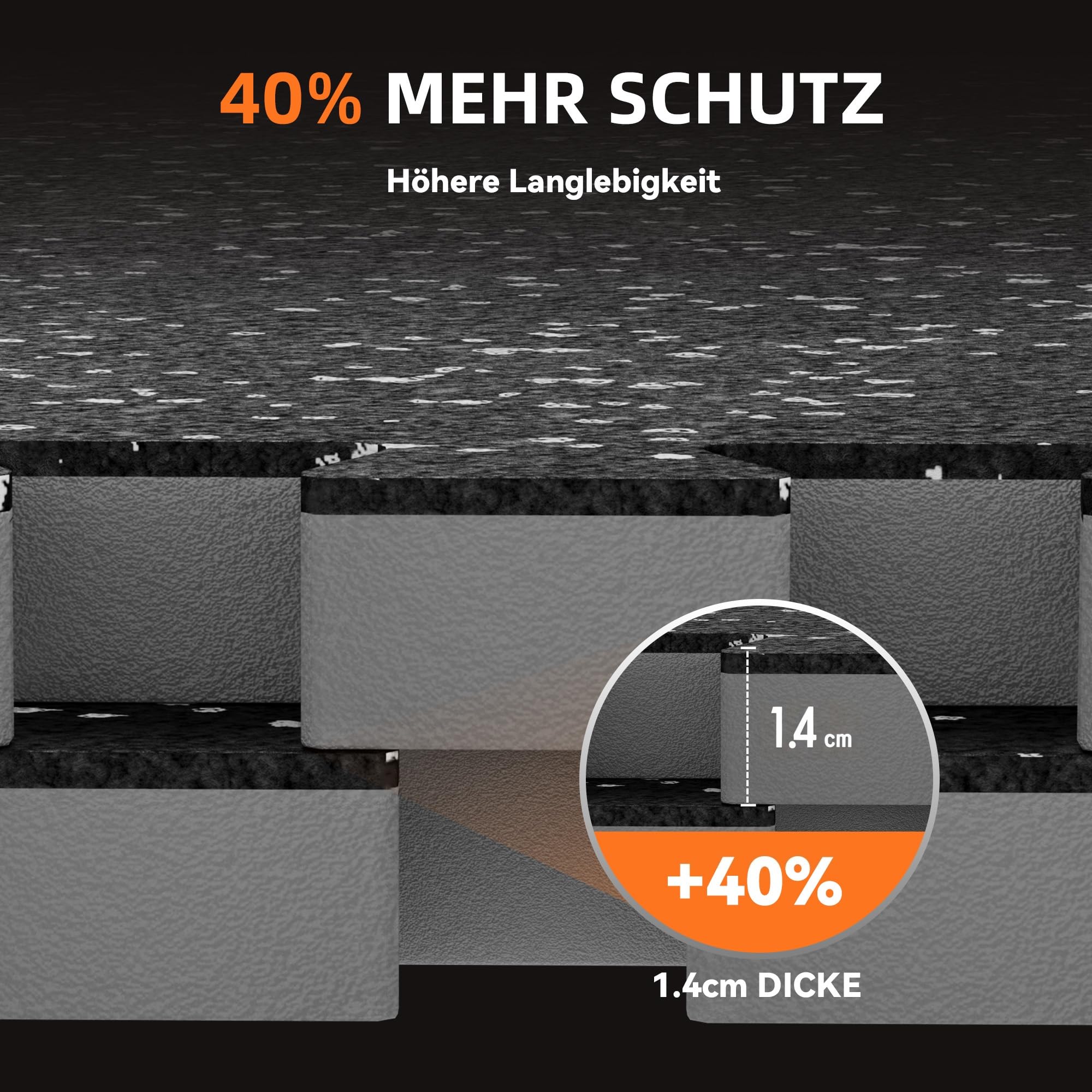 MDEAM Bodenschutzmatte 60x60x1,4 cm, 12 Matten Extra Dicke Gummierte Eva Puzzlematte, 4,32 m² Sportmatte Set rutschfest für Fitnessstudio Heimfitness, Schwarz & Weiß