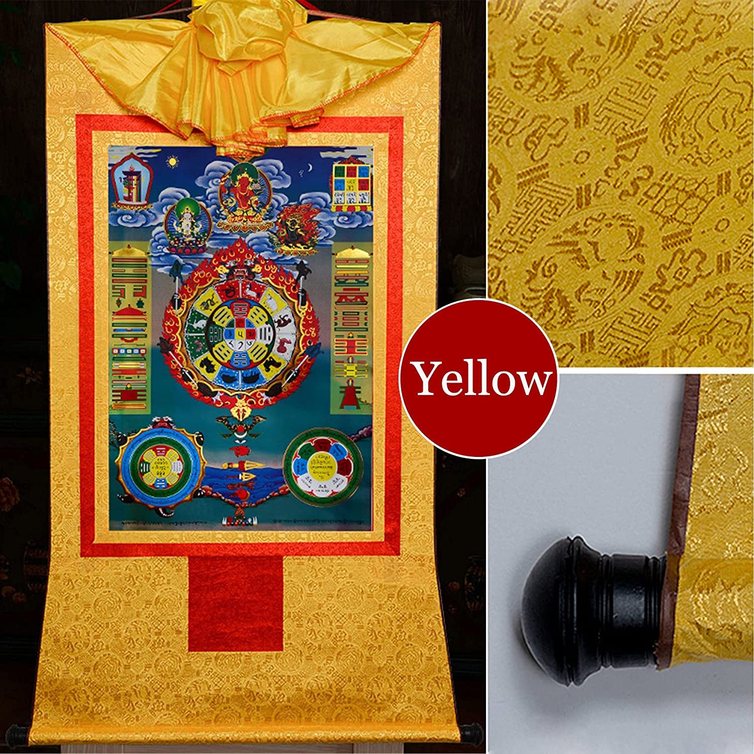SIPAHO Thangka Brokat, for Zen-Heimdekoration und Meditation(Unique Colour,Medium(62cm*47cm))