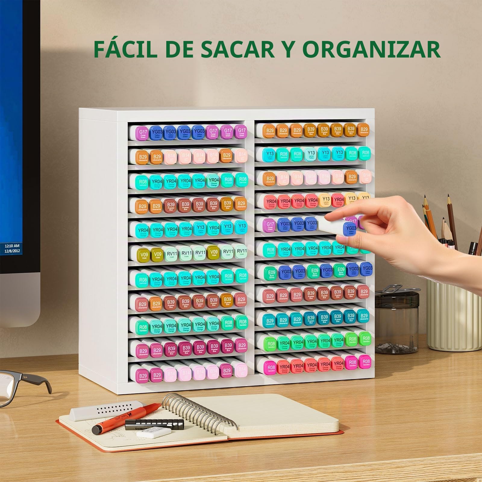 YMYNY Estuches de rotuladores para escritorio, portalapices organizador escritorio Hold 176 Marcadores rotuladores - lapiceros para escritorio con 22 compartimentos HMR001W