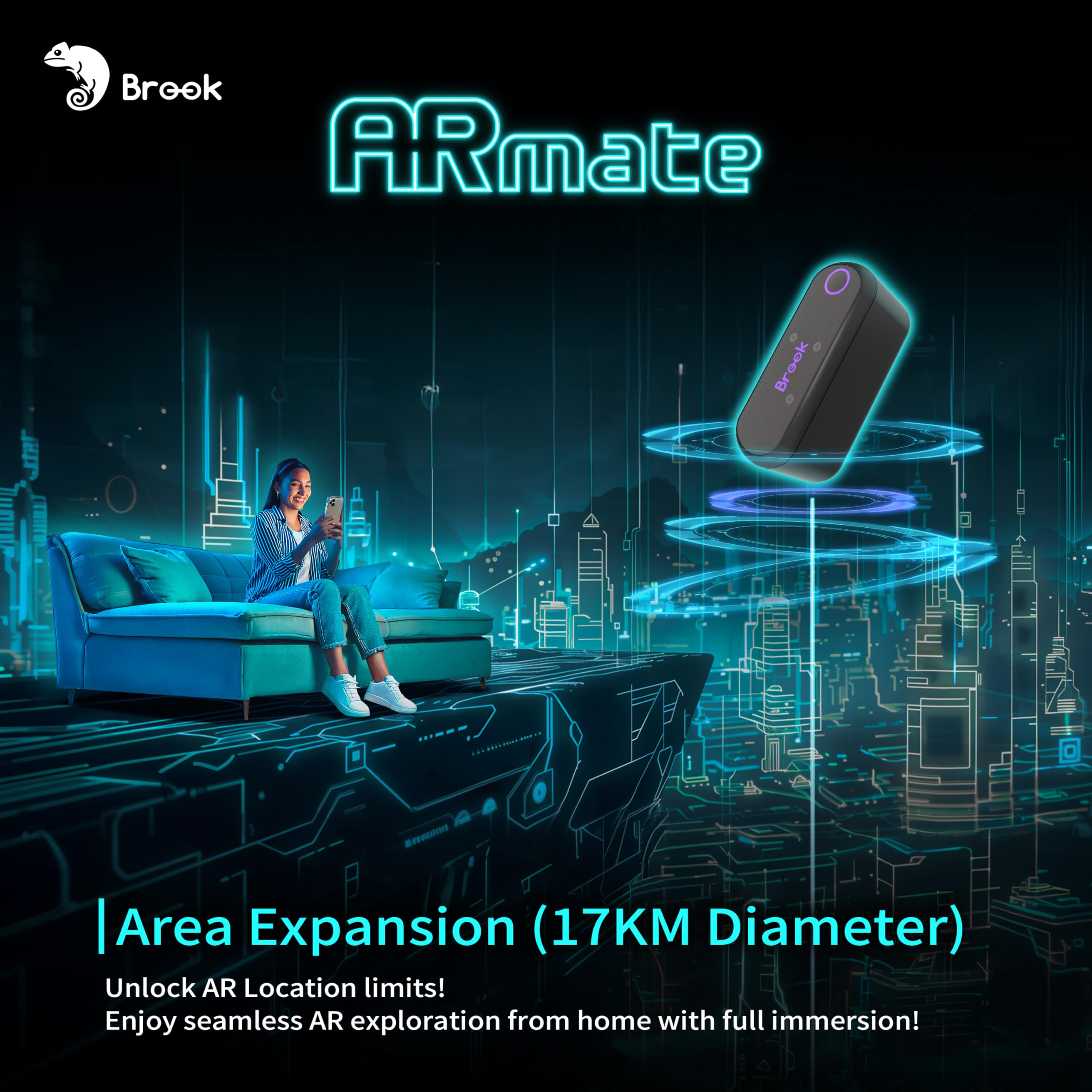Brook Gaming AR Mate – Accessoire de jeu AR portable pour Pokémon GO, Monster Hunter, Pikmin | Smart Roam, Quick Catch, Fast Spin, vitesse contrôlée par application, prise en charge de la manette Xbox