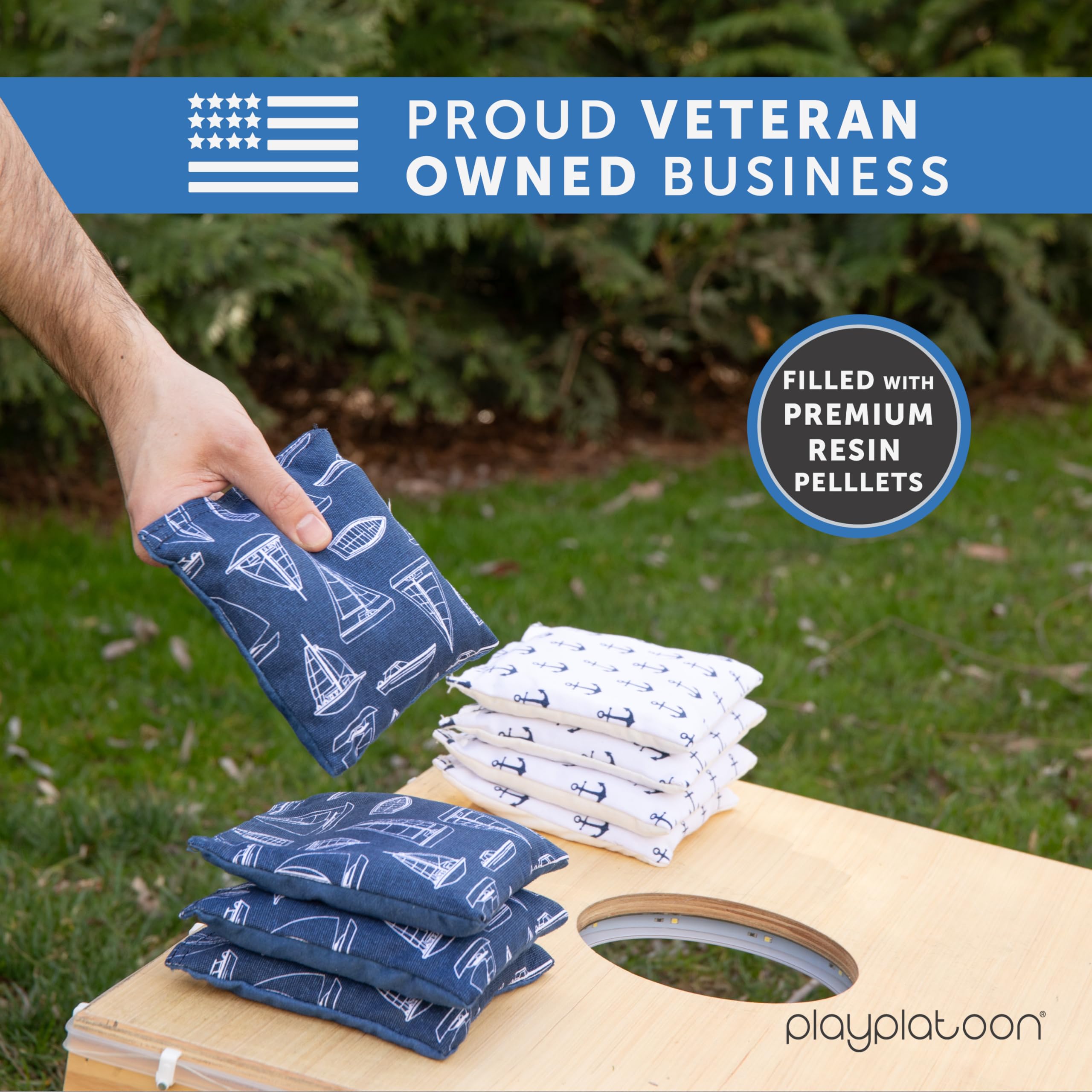Bolsas de Cornhole de Tela de Pato Resistentes a la Intemperie, Juego de 8 Bolsas de Frijoles para Jugar con Cornhole, tamaño y Peso Regulares