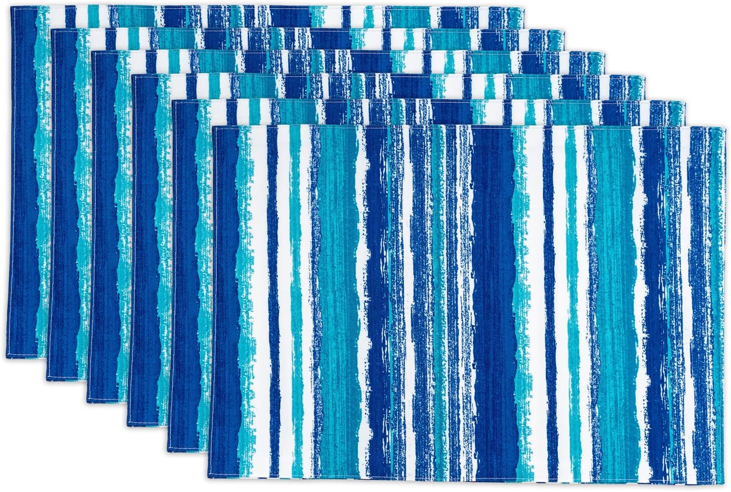 YiHomer Indoor Outdoor Tabletop for Spring Summer Decorations, Picnics and Dinner Parties - Stain and Water Resistant, Reversible Placemat Set, 13 x 19, Crayon Art (Ocean)