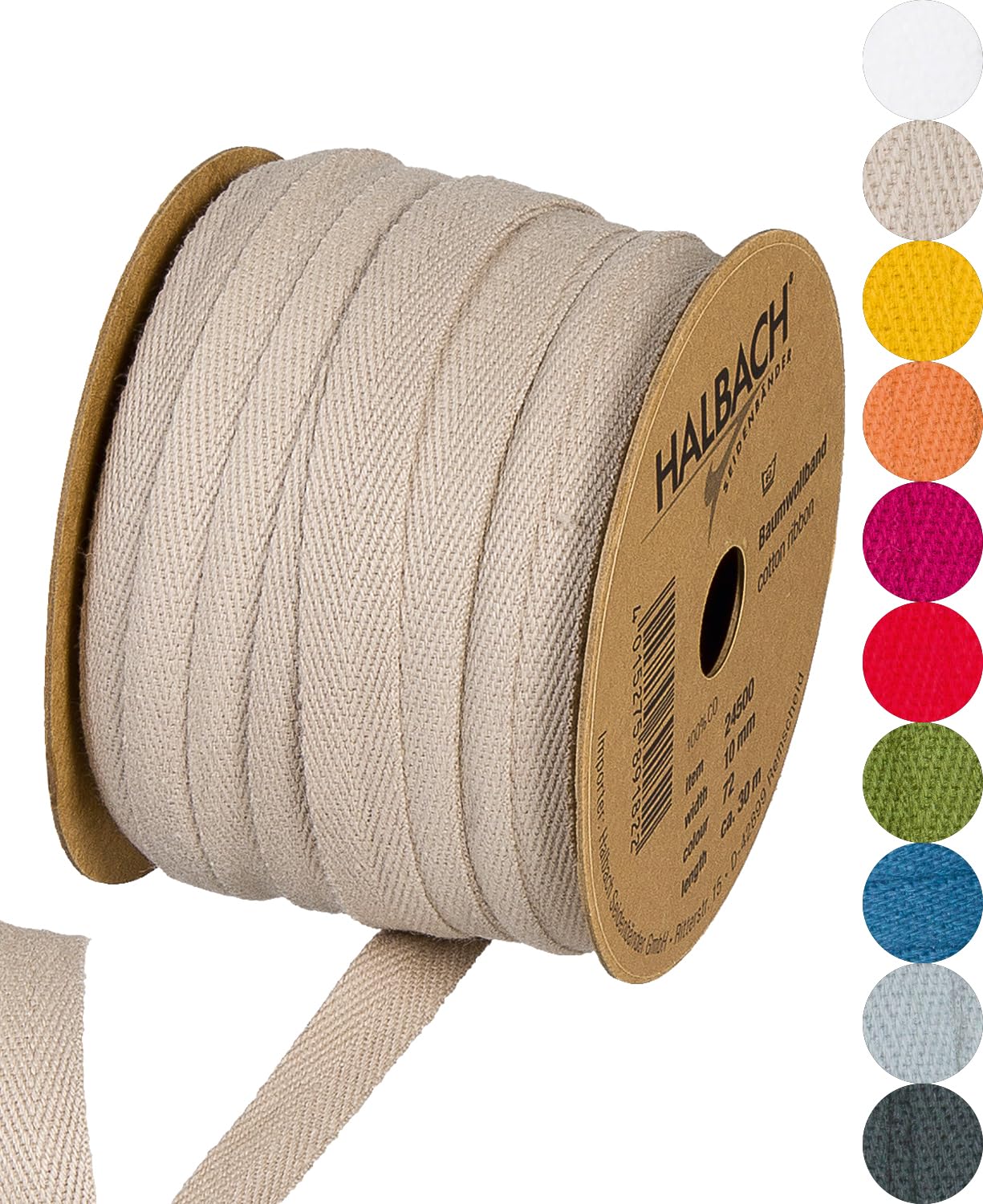 Halbach Seidenbänder Cotton Tape 10 mm x 30 m